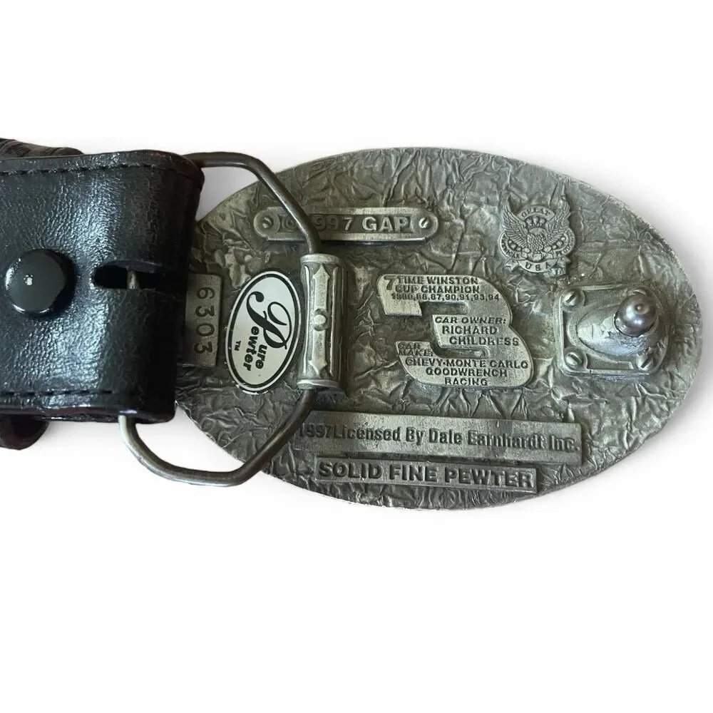 DALE EARNHARDT BELT BUCKLE Men’s Belt Vintage Black Genuine Leather Men's 40